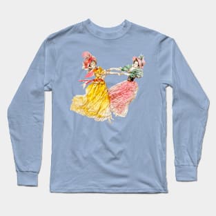 Hand Drawn Vintage Women Dancing Long Sleeve T-Shirt